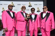 Blind Boys of Alabama pose with their Grammy win for "Best Roots Gospel Album" (Photo by Alberto E. Rodriguez/Getty Images)